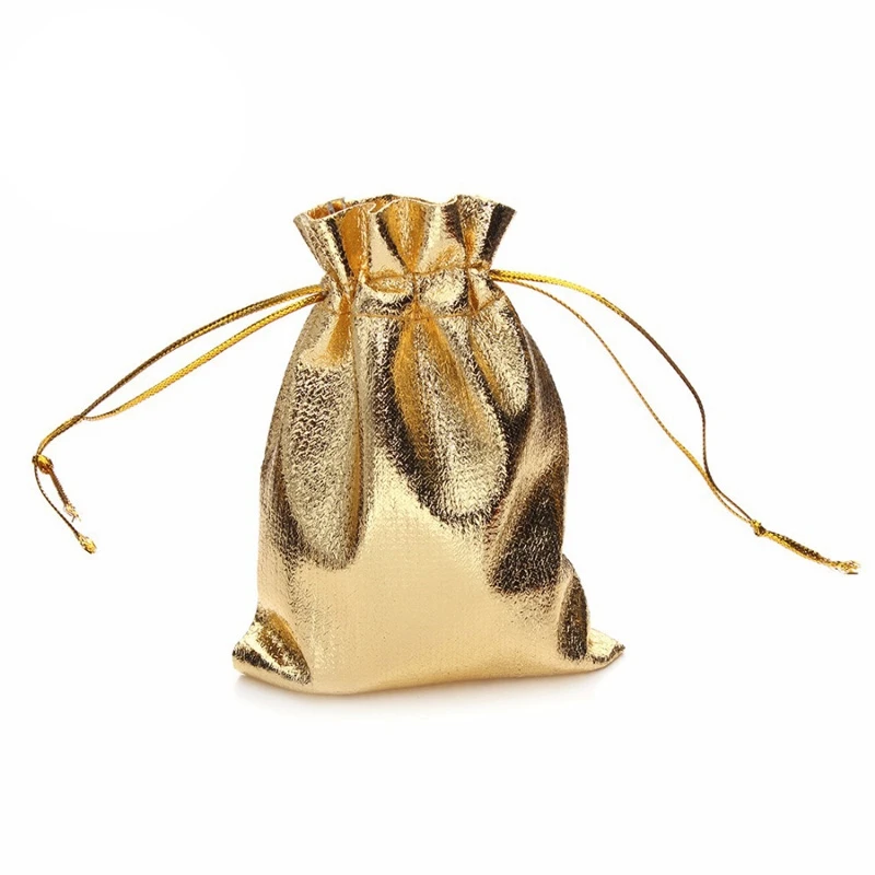 100 шт Золотая фольга из органзы сумка для конфет подарочные сумки рождественские украшения для свадебной вечеринки Подарочная упаковка Сумки на шнурке