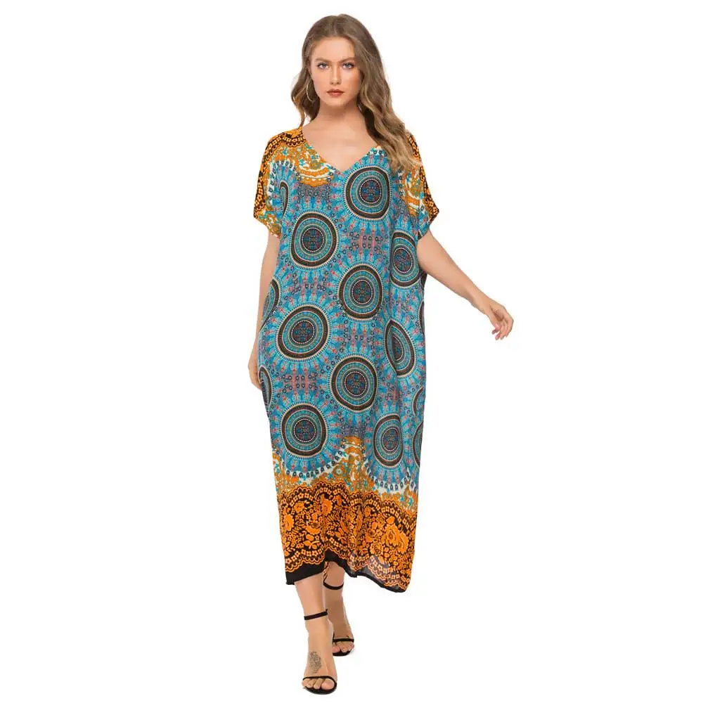 Женское платье макси с принтом весна-лето 2020 повседневное в богемном стиле