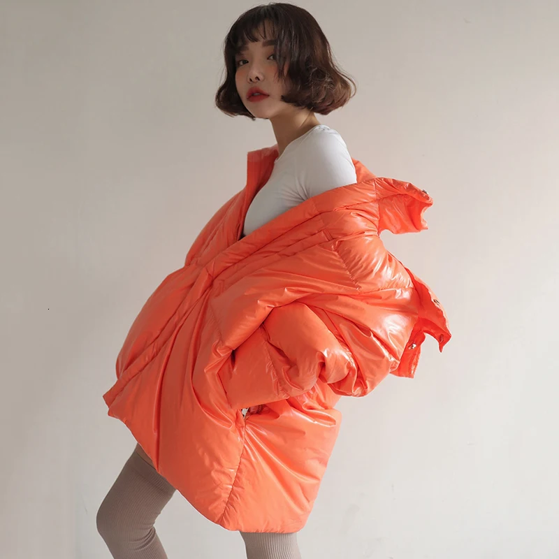SHENGPALAE Новая модная зимняя куртка Для женщин с капюшоном воротник съемный свободные Повседневное прилив Хай-стрит хлопчатобумажное пальто женские A220 - Цвет: orange