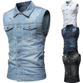 

Men's loose denim jacket denim jacket loose hole large size jacket men