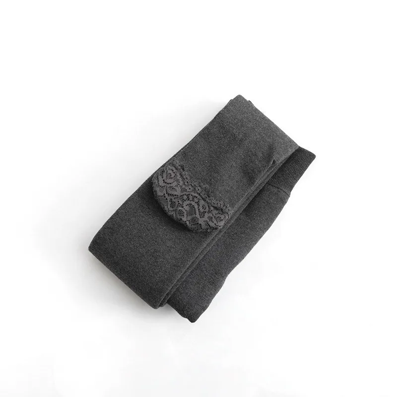 dark grey Women Winter Thick Fleece Tights Lace Warm Pantyhose Full Foot Footless Ankle Length Tighs for Girls - Цвет: dark grey