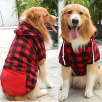 Dog Winter Coat Cold Weather British Plaid Dog Clothes for Medium Large Dogs Warm Pet Dog Jacket with Hood Windproof Pet Hoodies