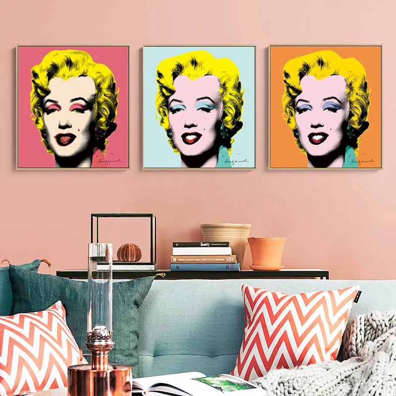 

2017 Promotion Rushed Cuadros Andy Warhol Marilyn Monroe 3 panel Wall Art Painting Prints On Canvas No Frame Pictures For Living