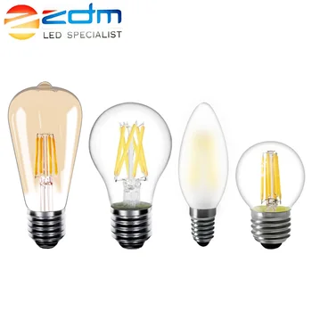 

ZDM E14 LED bulb E27 220V retro Dimmable LED lamp candle filament light bulbs ST64 A19 vintage warm white 2W 4W 6W 8W