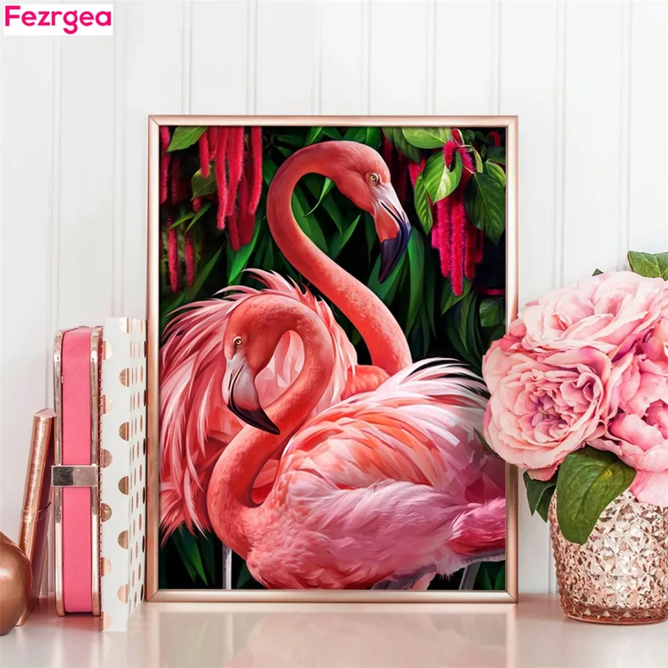 

DIY Diamond Painting Flamingo Full Drill Square Animal 5D Diamond Embroidery Rhinestone Picture Diamond Mosaic Gift Drop Ship