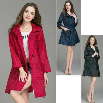 

Raincoat Women's Raincoat Rain Jacket Outdoor Girls Rain Coat Wave Point Waterproof Windproof Coat