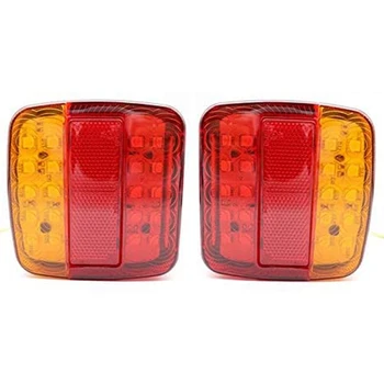 

2Pcs 12V Trailer Truck Caravan 26LED Taillight Tail Light Turn Signal Indicator Brake Stop Lamp Number Plate Light