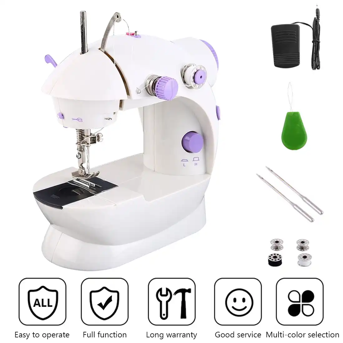 High Low Speed Electric Sewing Machine Multifunction Portable Basic Sewing Machine with Extension Table and Color Lines for Sewing Beginner Household Sewing with 39 Color Lines,British Standard