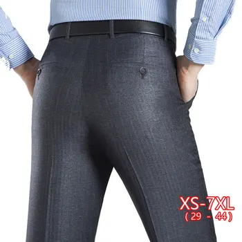 

Trousers Dress Suit Pants Solid Business Formal Office Summer Spring Silk Plus Size 29-44 For Men Male Long Cotton Man Thin
