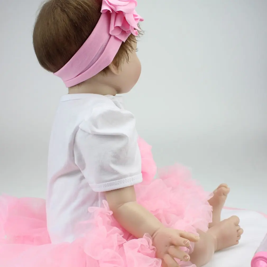 22 Inch Smile Face Reborn Baby Dolls Alive Lifelike Dolls Realistic Bebe Reborn Babies Girls Toys With Beautiful Dress