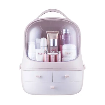 

Acrylic Clamshell 3 Drawer Dressing Cosmetic Case Table Rounded Makeup Holder Storage Box For Lipstick Jewelry Organizer