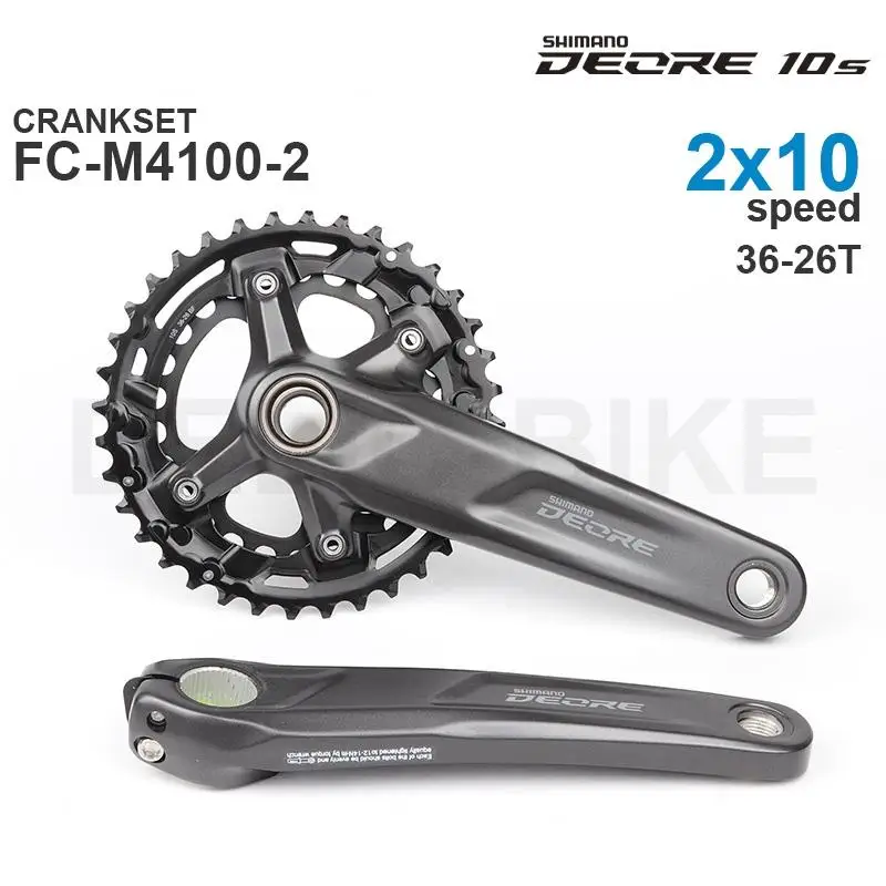 SHIMANO DEORE - M4100-2 2x10v MTB Crankset 36-26T 2-PIECE Q-factor 178.5 mm Chain Line 48.8 2x10-speed | Спорт и развлечения