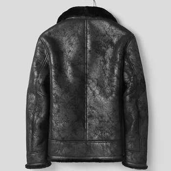 

Genuine Leather Jacket Real Fur Coat Men Winter Sheepskin Coat 100% Wool Lining Real Leather Jackets 81E18-6 YY295