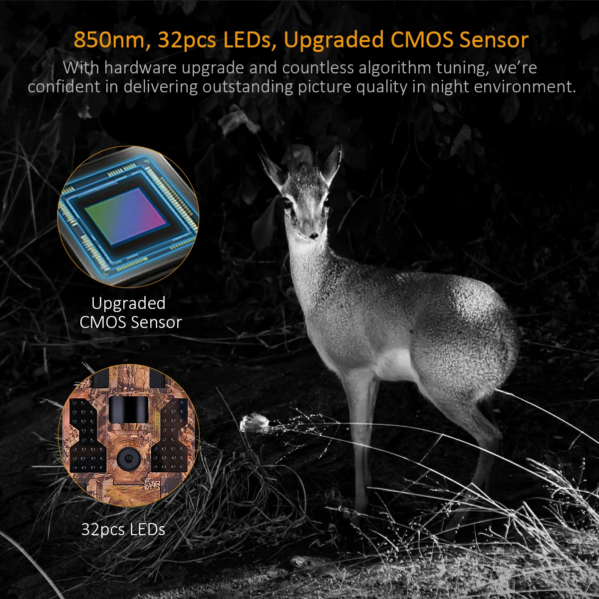

TOMSHOO Trail Camera 20M 1080P 30fps Hunting Camera with 32pcs 850NM IR LEDs Night Vision, 0.2s Trigger Lapse LCD Screen