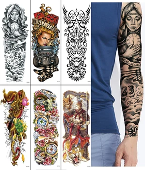 

Large Arm Sleeve Temporary Tatoo Fake Tattoo Sticker Full Arm Tatto Rose Clock Gril Tattoos Stickers Tatouage For Men Women