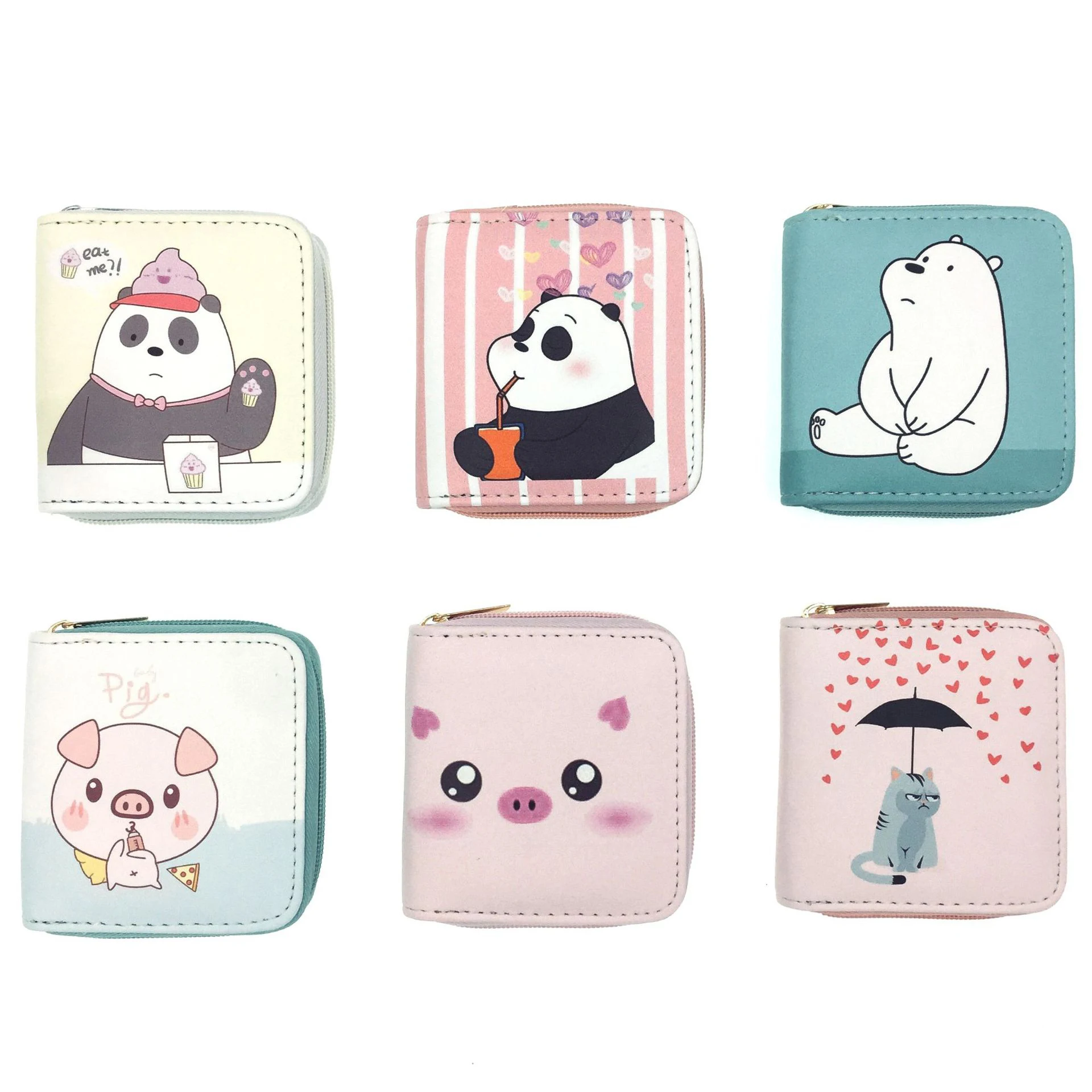 

Cute Cartoon Animal Printed Women Short Wallet Small Zipper Purses Girls Lovely Coin Purse Card Holders