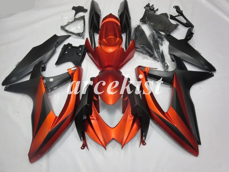 4 подарки ABS Обтекатели комплект подходит для SUZUKI GSXR600 GSXR750 08 09 10 R600 R750 K8 GSXR 600 750 2008 2009 2010 оранжевый черный матовый