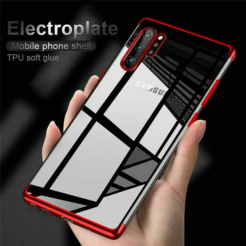 

For Samsung Galaxy Note 10 / Note 10 plus case Luxury Transparent Clear Laser Plating Soft TPU Cover For Note10 Pro Coque Capa