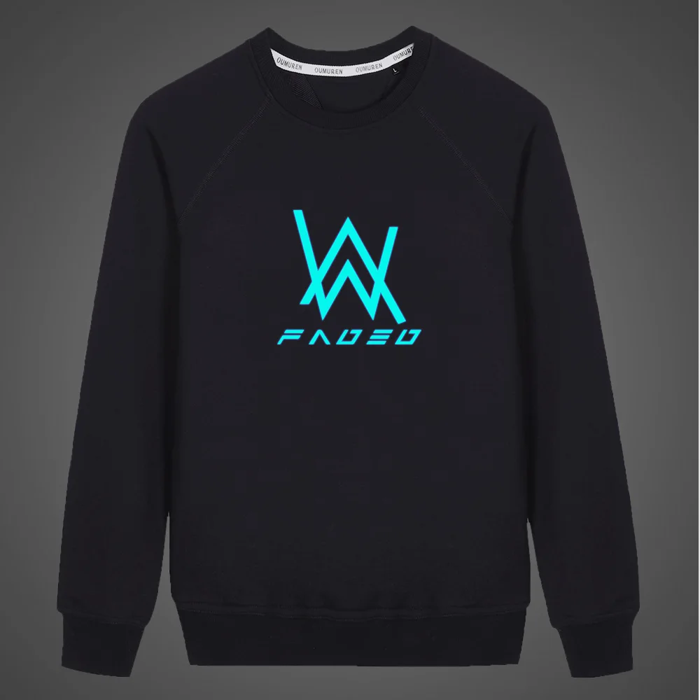 Флуоресцентная светящаяся Толстовка Alan Walker Music DJ для мальчиков и девочек; коллекция года; мужское осеннее пальто; толстовка унисекс; Детская Повседневная Толстовка с круглым вырезом