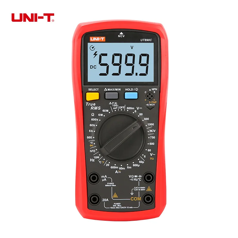 UNI-T UNI T Цифровой мультиметр True RMS UT890C UT890D+ Ручной диапазон AC DC Частота Емкость Температура Тестер Подсветка - Цвет: UT890C