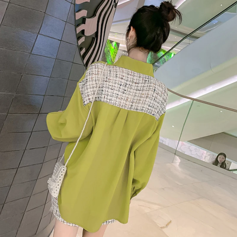 New Arrival Autumn Korea Fashion Women Two Piece Set Skirt Green Blouse+high Waist Tassel Mini Skirt Set 2 Piece Skirt Set D535