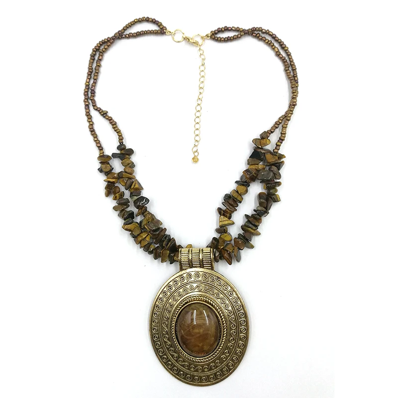 Новинка, Для женщин модное винтажное ожерелье природный гравий форма камня Seedbeads Цепочки и Ожерелья 47 см