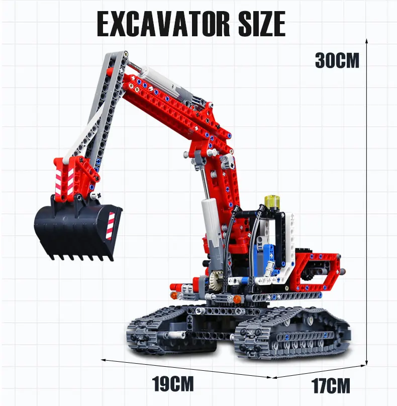 20025 Technic серия совместима с новым 8294 красный инженерный экскаватор Набор строительных блоков Кирпичи Детские игрушки подарок для мальчиков