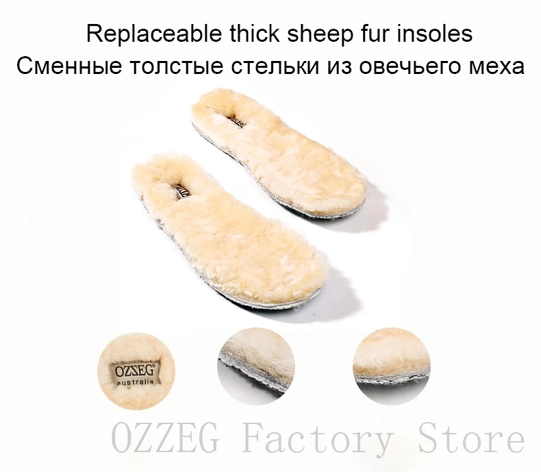 OZZEG/Роскошные брендовые классические мужские туфли; повседневные ботильоны из натуральной кожи в австралийском стиле; зимняя обувь на овечьем меху; мокасины для вождения; мужские мягкие