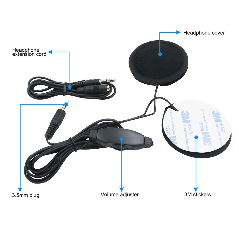 Motorcycle Helmet earphone Accessories With adhesive and velcro music headphones