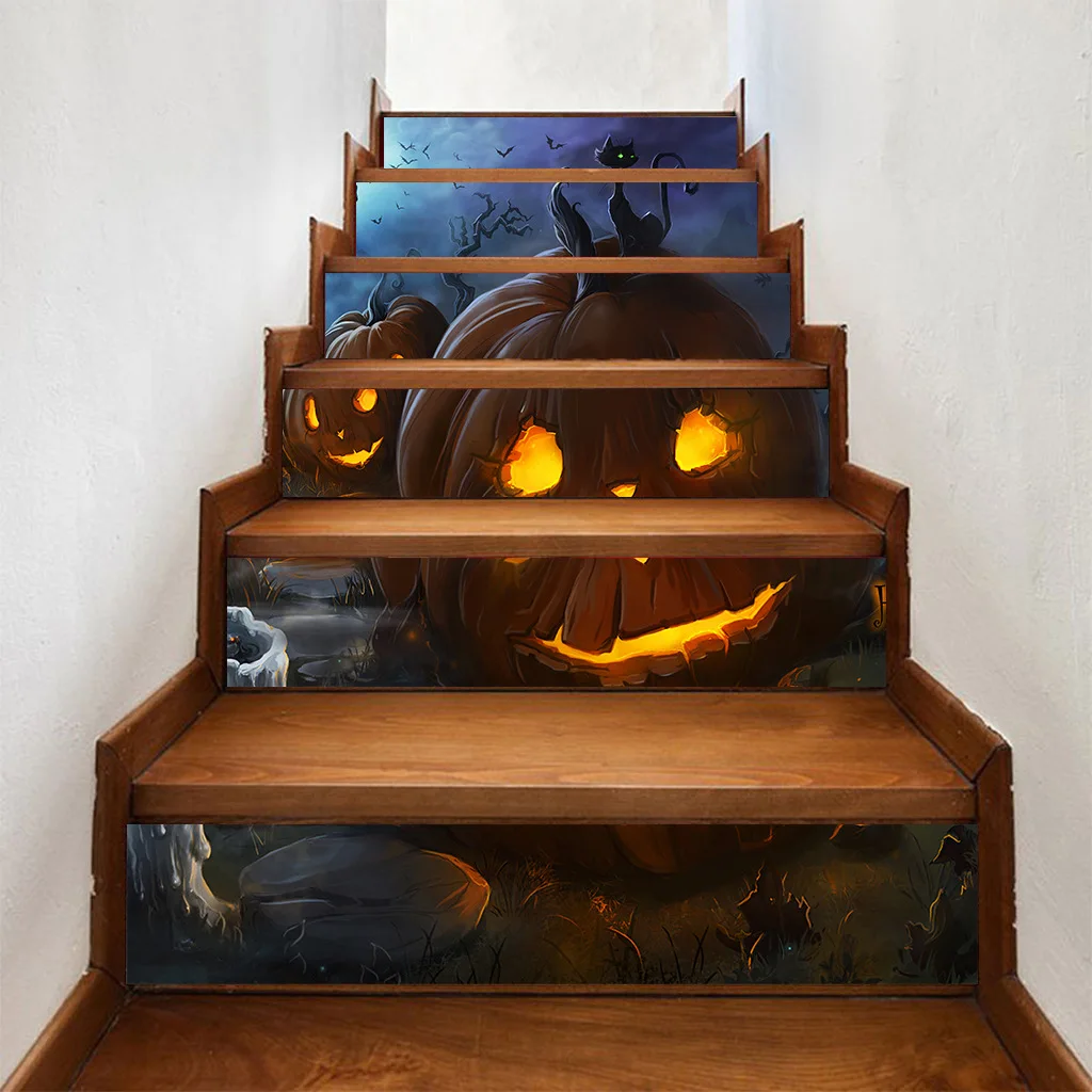 

Halloween 3D Ladder Stickers Terror Stair Stickers Removable Waterproof Wall Stickers DIY Wallpaper Stair Decoration