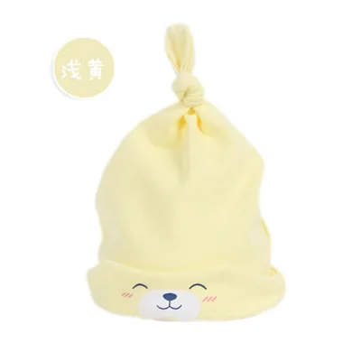 Новая разноцветная хлопковая комфортная шапочка для сна с рисунком из мультфильма для малышей, головной убор, милая шапка, YYT111-YYT120 - Цвет: light yellow
