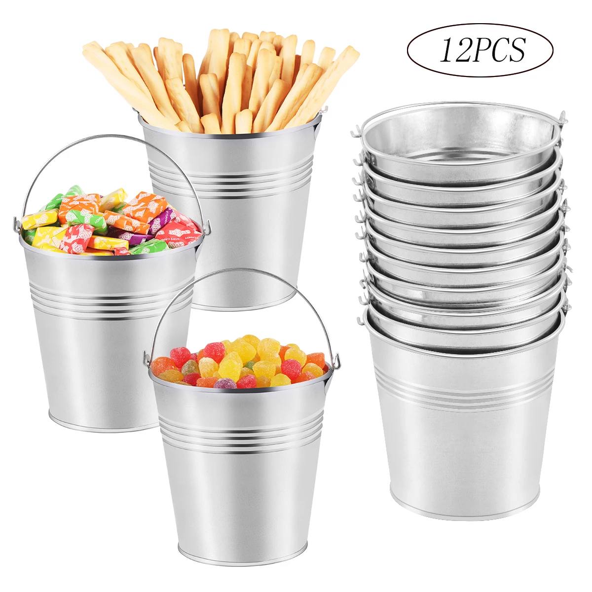 12pcs Safe Mini Tinplate Candies Buckets Snack Buckets Metal Buckets