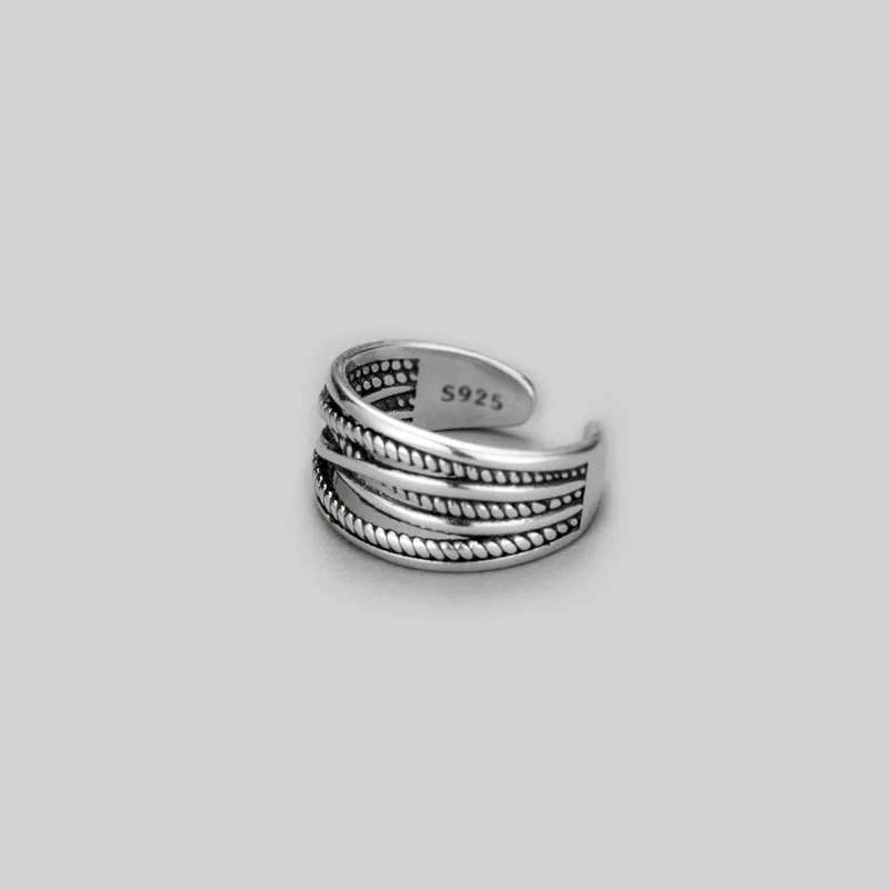 Silver Rings 925 Sterling Silver Rings for Women Vintage Wedding Trendy Large Adjustable Antique