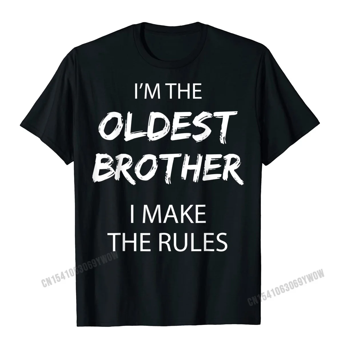 Crazy T Shirts Customized Short Sleeve Hot Sale O-Neck 100% Cotton Tops & Tees Comics Tee Shirt for Men Summer/Fall Oldest Brother I Make the Rules Matching Funny Sibling T-Shirt__828 black