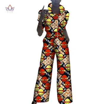 

Womens Two Piece Sets 2020 Woman Sets Of Clothes short sleeve African Pants Suit Women Mid Wide Leg Pants Ankle-length WY7188