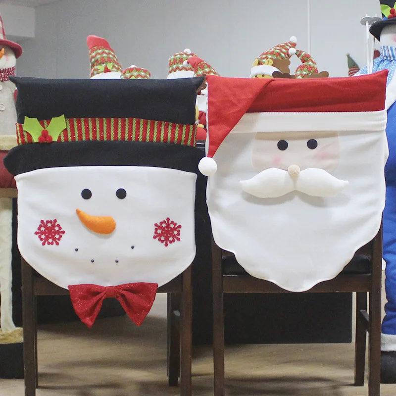 New Santa Claus Cap Chair Cover Christmas Dinner Table Party Red Hat Chair Back Covers Xmas Christmas Decorations for Home 1pcs
