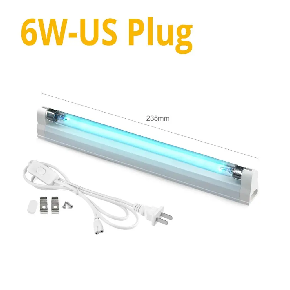6W with US Plug УФ-кварцевая ультрафиолетовая лампа T5 трубка 6 Вт 8 Вт светильник ультрафиолетовый светильник ing для стерилизатора Deodor бар трубка 8 Вт 6 Вт светодиодный бактерицидный светильник - Wattage: 6W with US Plug