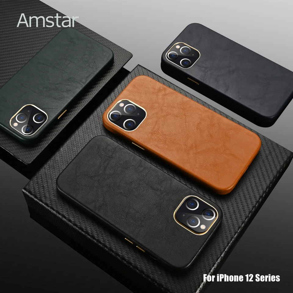 Amstar Luxury Leather Phone Case for iPhone 12 11 Pro Max 12 Mini Handmade Full Wrapper Cover for iPhone X XR XS Max 7 8 Plus SE iphone 11 Pro Max leather case iPhone 11 Pro Max