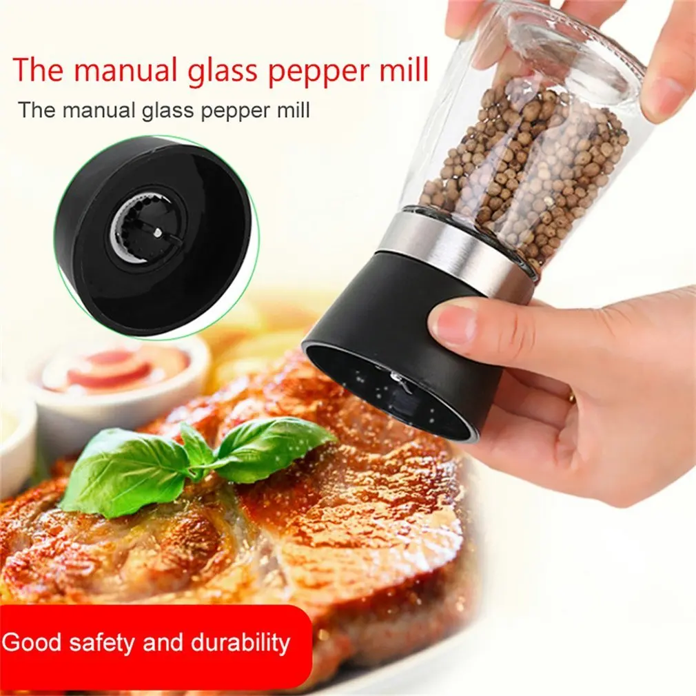 Creative Home Stainless Steel Glass Manual Pepper Salt Spice Mill