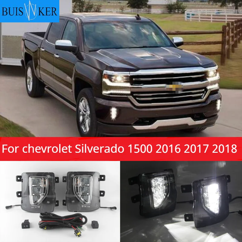 

1 пара светодиодный Габаритные огни для chevrolet Silverado 1500 2016 2017 2018 DRL реле дневного света противотуманная фара в сборе