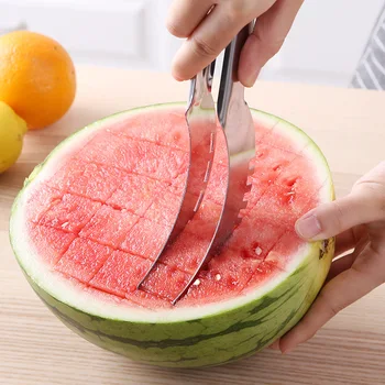 

1pc Kitchen Gadgets Stainless Steel Watermelon Slicer Fruit Knife Cutter Ice Cream Ballers Melon Scoop Kitchen Accessories Tools