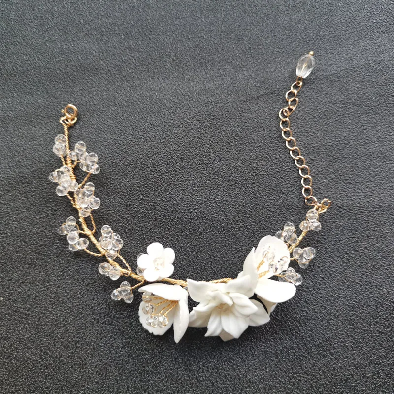 SLBRIDAL Стразы австрийский кристалл жемчуг керамический цветок Свадебный комплект