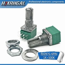 1 шт. RK097G 5K 10K 20K 50K 100K 500K B5K с переключателем аудио 6-контактный вал 15 мм усилитель уплотнительный потенциометр hjxrhgal