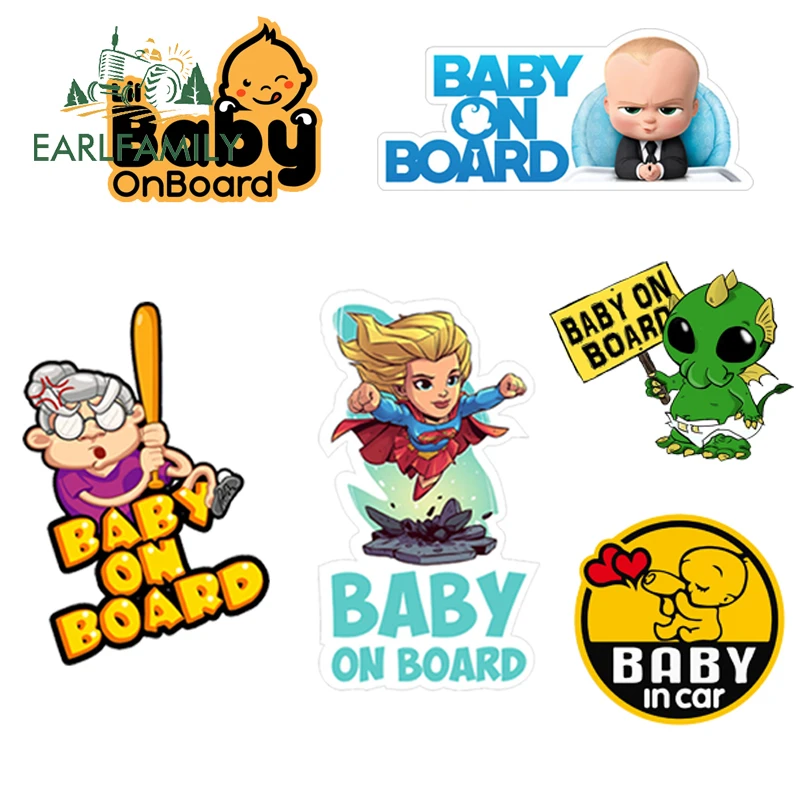 Earlfamily Autocollants De Voiture A Bord Pour Bebe Decalcomanies De Voiture Dessin Anime Bebe Dans La Voiture Style Pare Brise Arriere Decoration Jdm Etanche Aliexpress