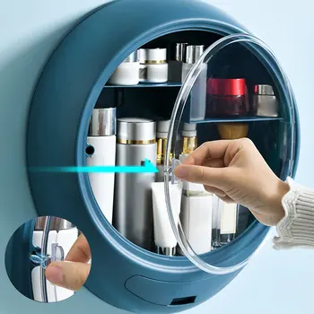 

New Wall Hanging Makeup Storage Box Drawer-type Kitchen Bathroom Makeup Organizer ABS Transparent Dustproof Cosmetics Box