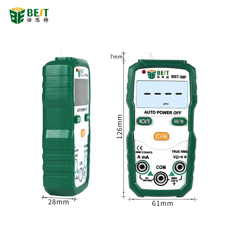 

BST-58F Digital Multimeter Auto Range 4000 Counts AC/DC Voltage Current Resistance Meter Capacitance Frequency Tester