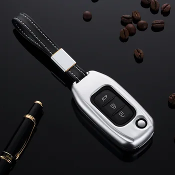 

Aluminum Alloy Car Flip Key Case Remote Cover Shell For Renault Koleos Kadjar 3 Buttons Folding Keys Car Styling