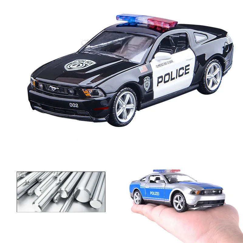 Качество 1:32 Mustang GT Модель из сплава полиции, имитация литья под давлением звук и светильник, игрушка в подарок