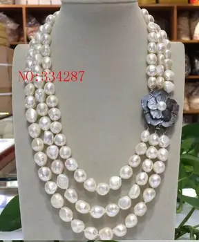 

1310 3ROW 9-10MM WHITE BAROQUE FRESHWATER PEARL NECKLACE 18-20"