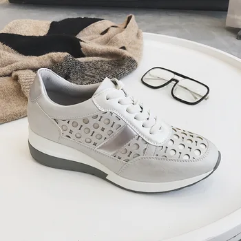 

2020 Flat Platform Sneakers Women Autumn Winter Brand Designer Casual Lightweight Ladies Shoes Hollow Dot Design